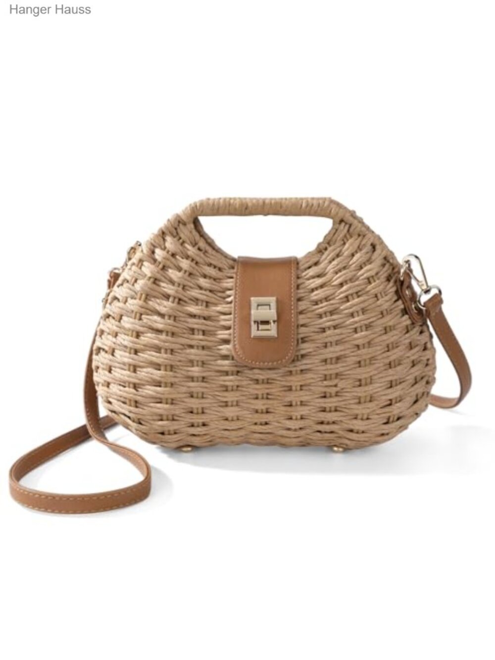 Handwoven Straw Crossbody Bag with Adjustable Strap
